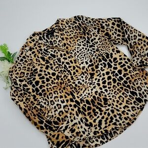 Leopard Print Long Sleeve Blouse